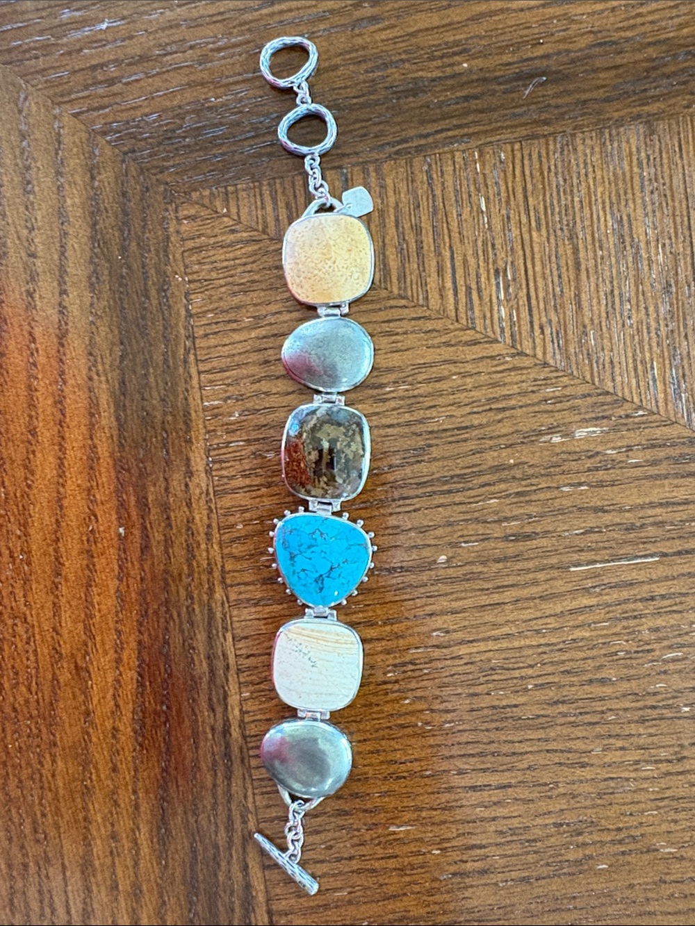 Silpada Turquoise and Tan Multi-Stone Link Bracelet